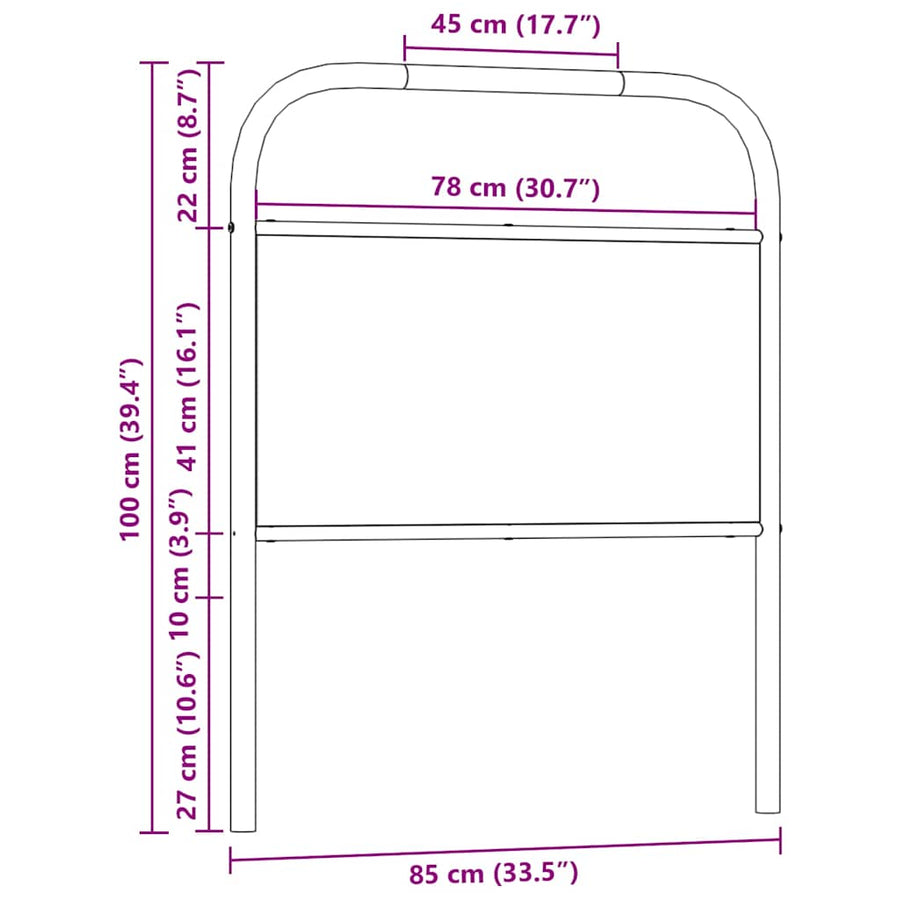 Hoofdbord 80 cm staal en bewerkt hout sonoma eikenkleurig