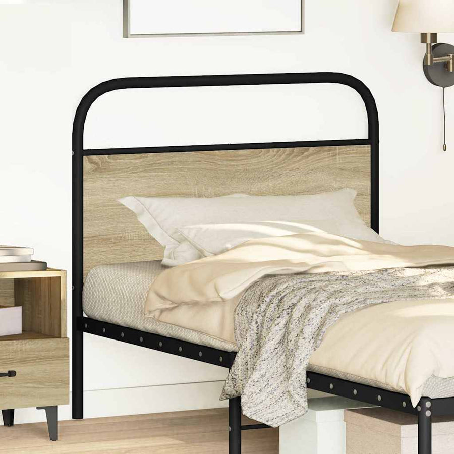 Hoofdbord 90 cm staal en bewerkt hout sonoma eikenkleurig