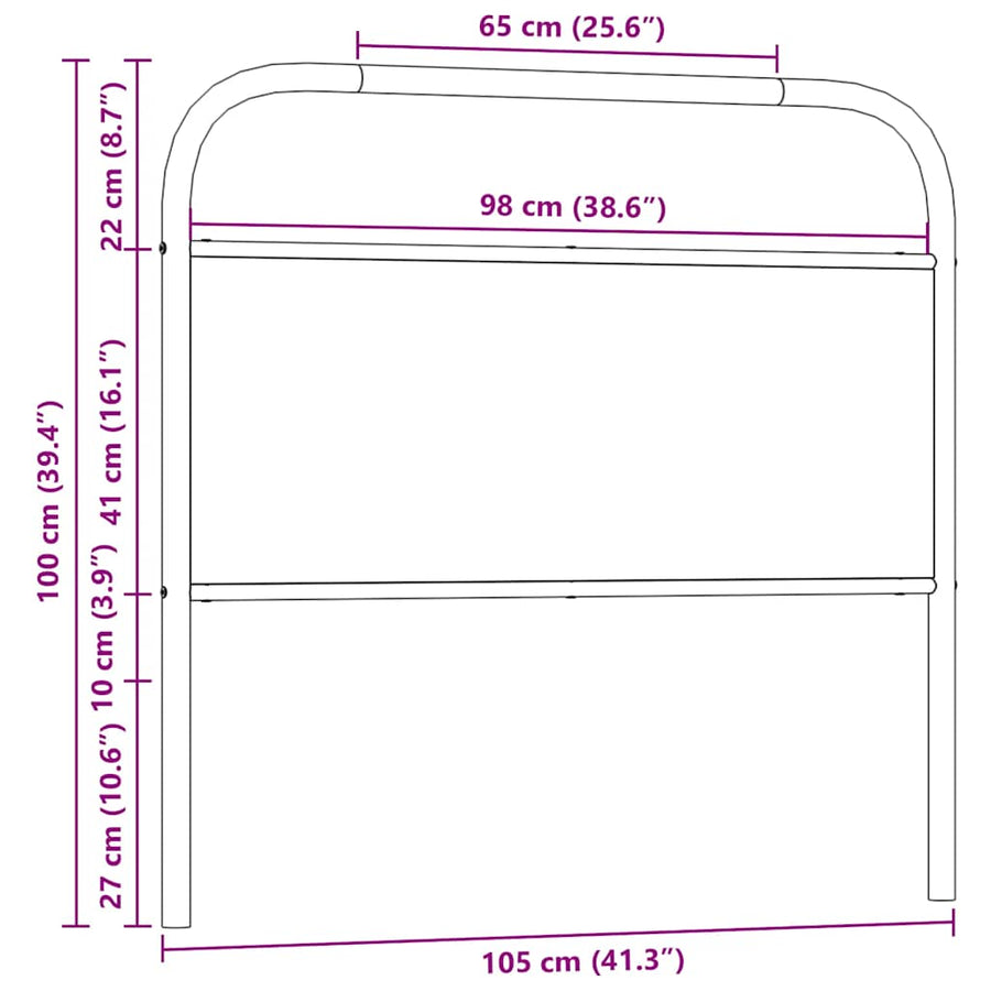Hoofdbord 100 cm staal en bewerkt hout sonoma eikenkleurig