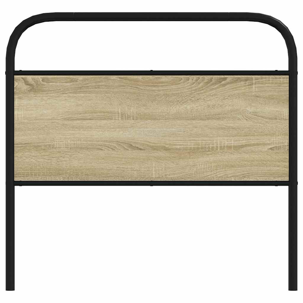 Hoofdbord 107 cm staal en bewerkt hout sonoma eikenkleurig