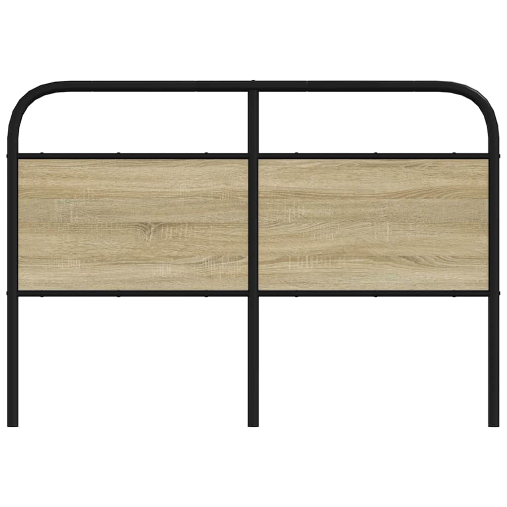 Hoofdbord 120 cm staal en bewerkt hout sonoma eikenkleurig