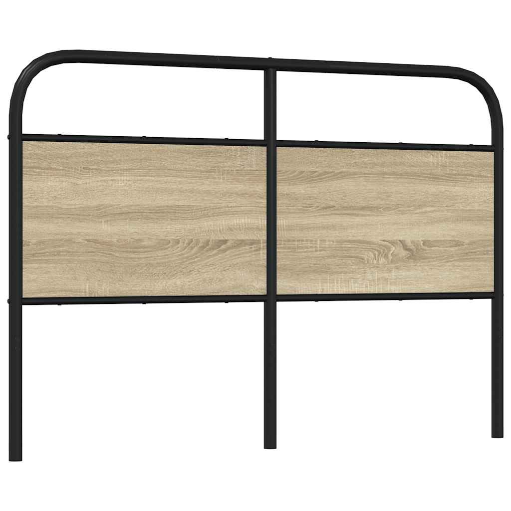 Hoofdbord 120 cm staal en bewerkt hout sonoma eikenkleurig