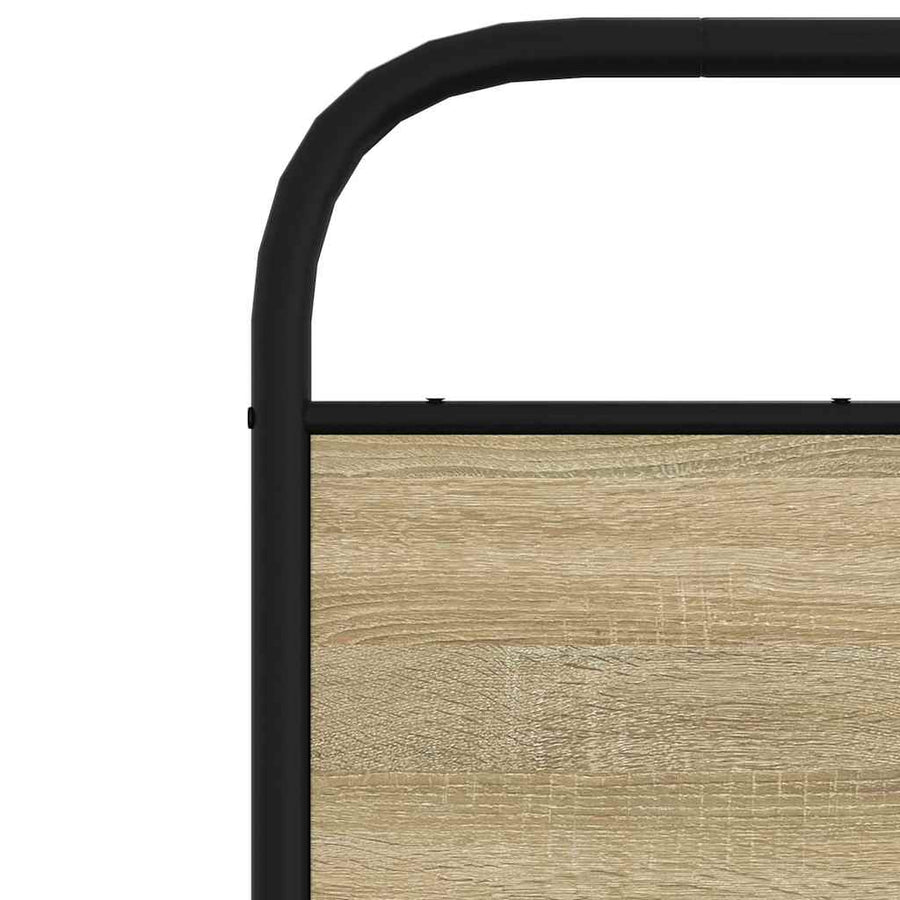 Hoofdbord 120 cm staal en bewerkt hout sonoma eikenkleurig