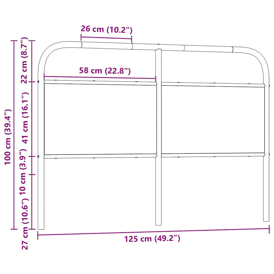 Hoofdbord 120 cm staal en bewerkt hout sonoma eikenkleurig