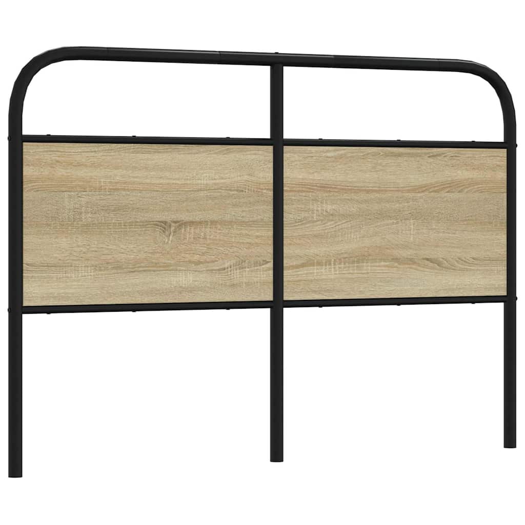 Hoofdbord 135 cm staal en bewerkt hout sonoma eikenkleurig