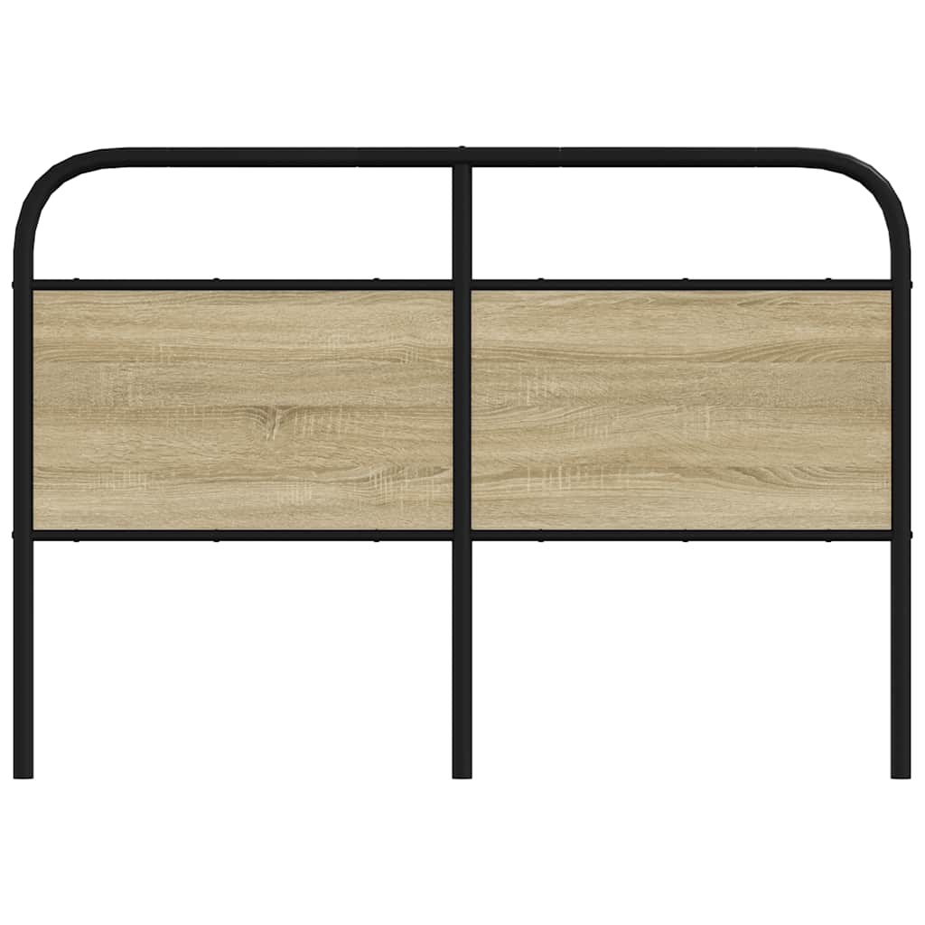 Hoofdbord 135 cm staal en bewerkt hout sonoma eikenkleurig