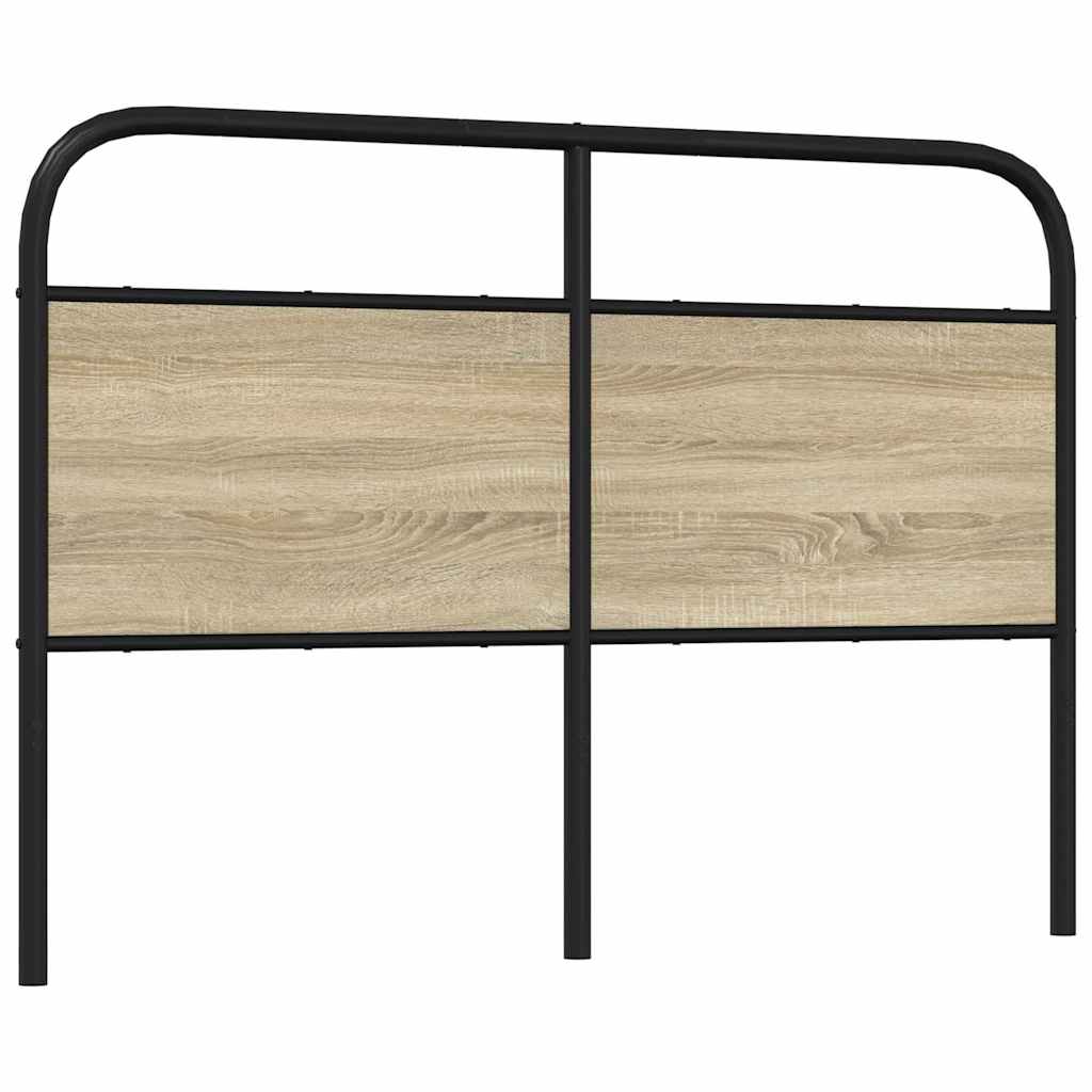 Hoofdbord 135 cm staal en bewerkt hout sonoma eikenkleurig