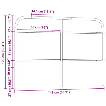 Hoofdbord 135 cm staal en bewerkt hout sonoma eikenkleurig