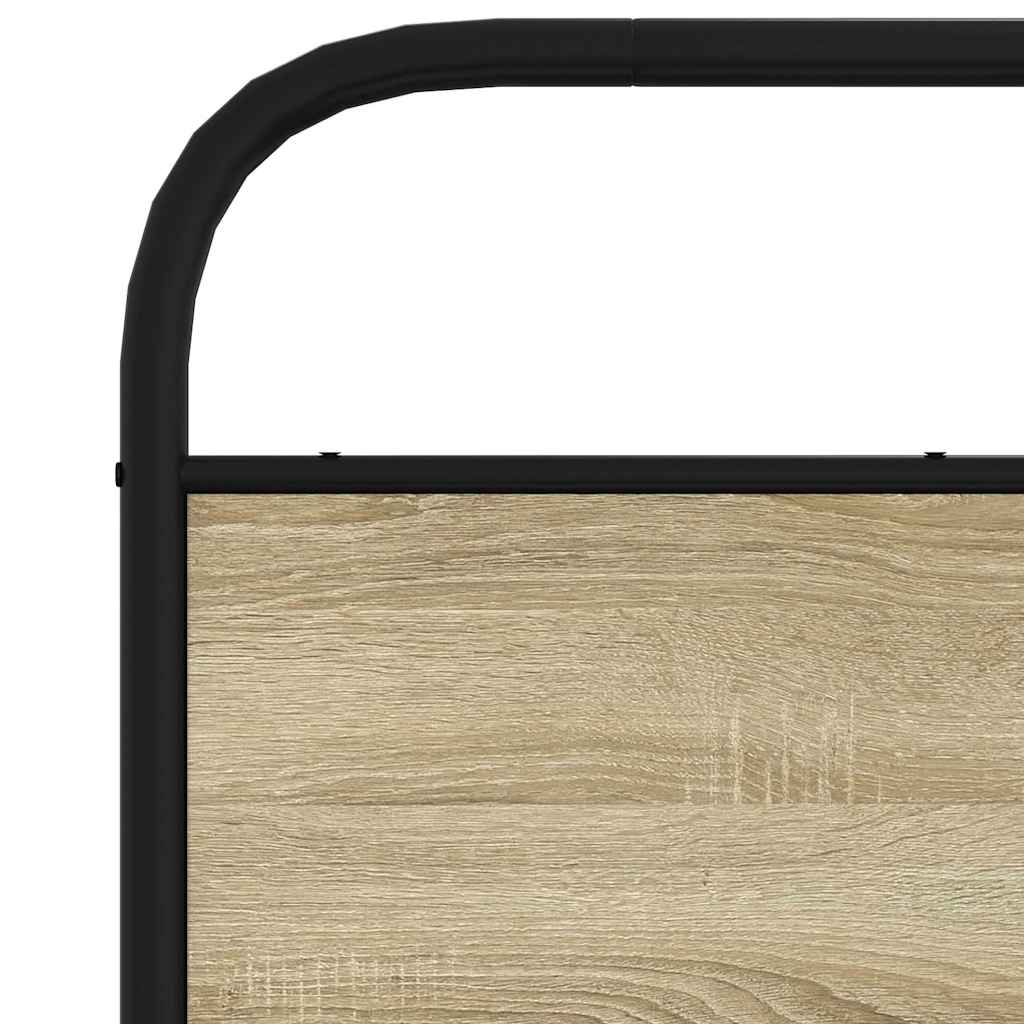 Hoofdbord 160 cm staal en bewerkt hout sonoma eikenkleurig