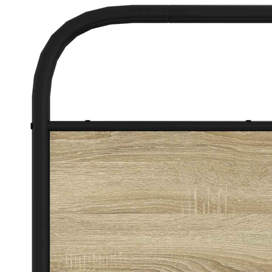 Hoofdbord 160 cm staal en bewerkt hout sonoma eikenkleurig