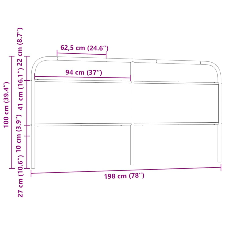 Hoofdbord 190 cm staal en bewerkt hout sonoma eikenkleurig