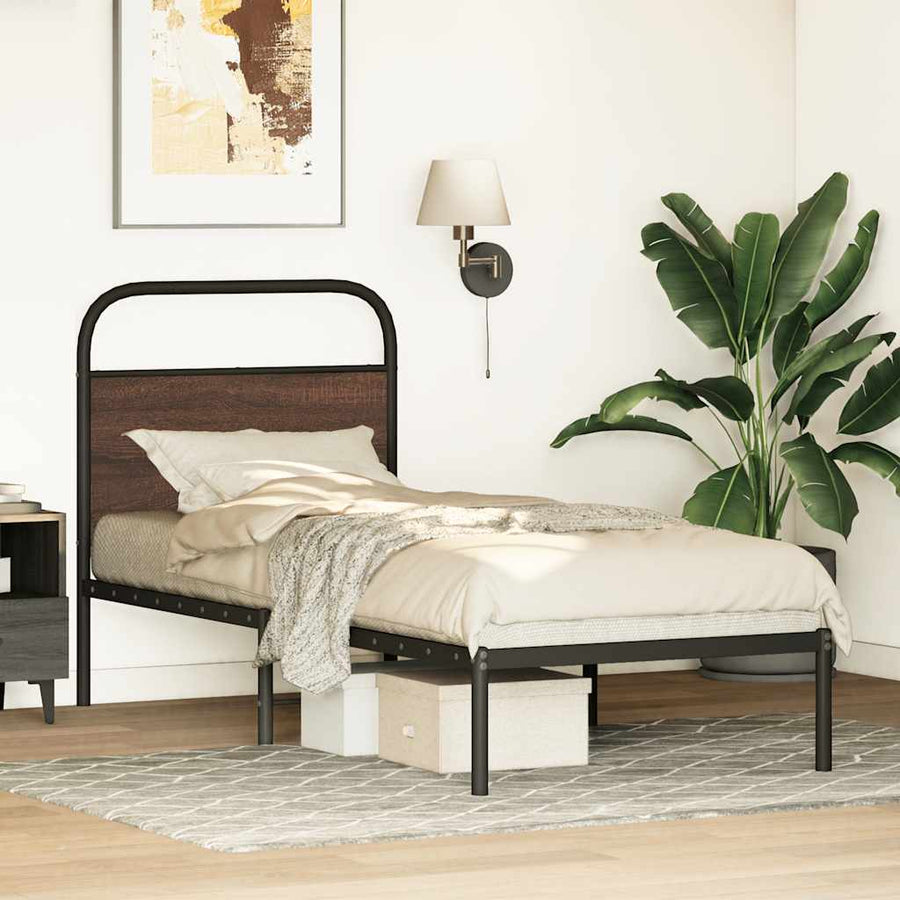 Bedframe zonder matras bewerkt hout bruin eikenkleur 80x200 cm