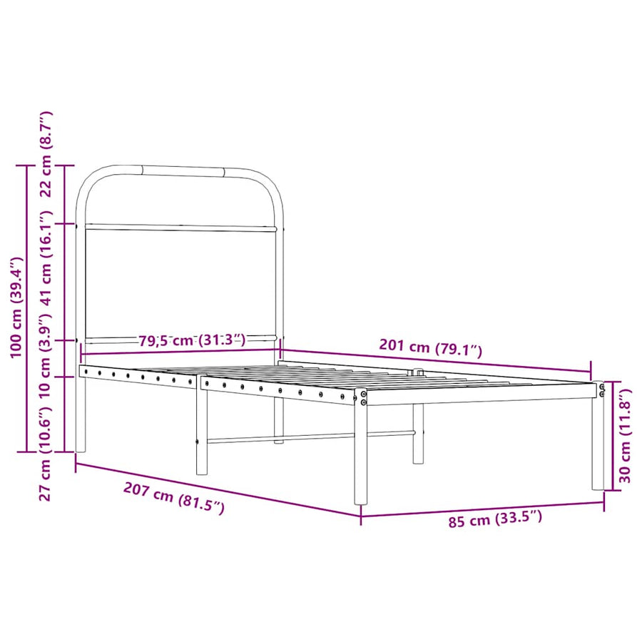 Bedframe zonder matras bewerkt hout bruin eikenkleur 80x200 cm