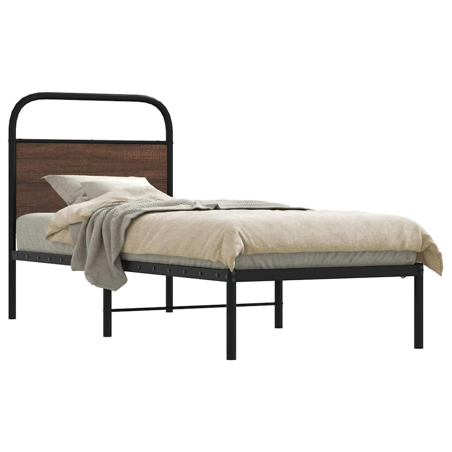 Bedframe zonder matras bewerkt hout bruin eikenkleur 80x200 cm