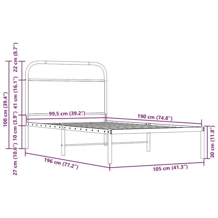 Bedframe zonder matras bewerkt hout bruin eikenkleur 100x190 cm