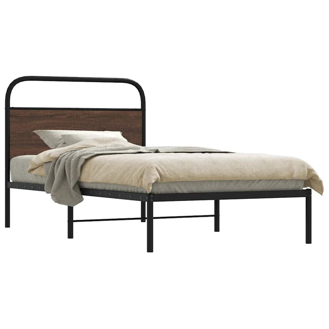 Bedframe zonder matras bewerkt hout bruin eikenkleur 100x190 cm