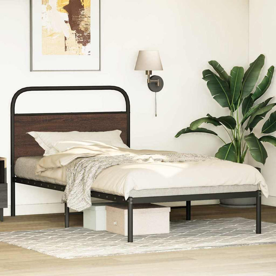 Bedframe zonder matras bewerkt hout bruin eikenkleur 107x203 cm