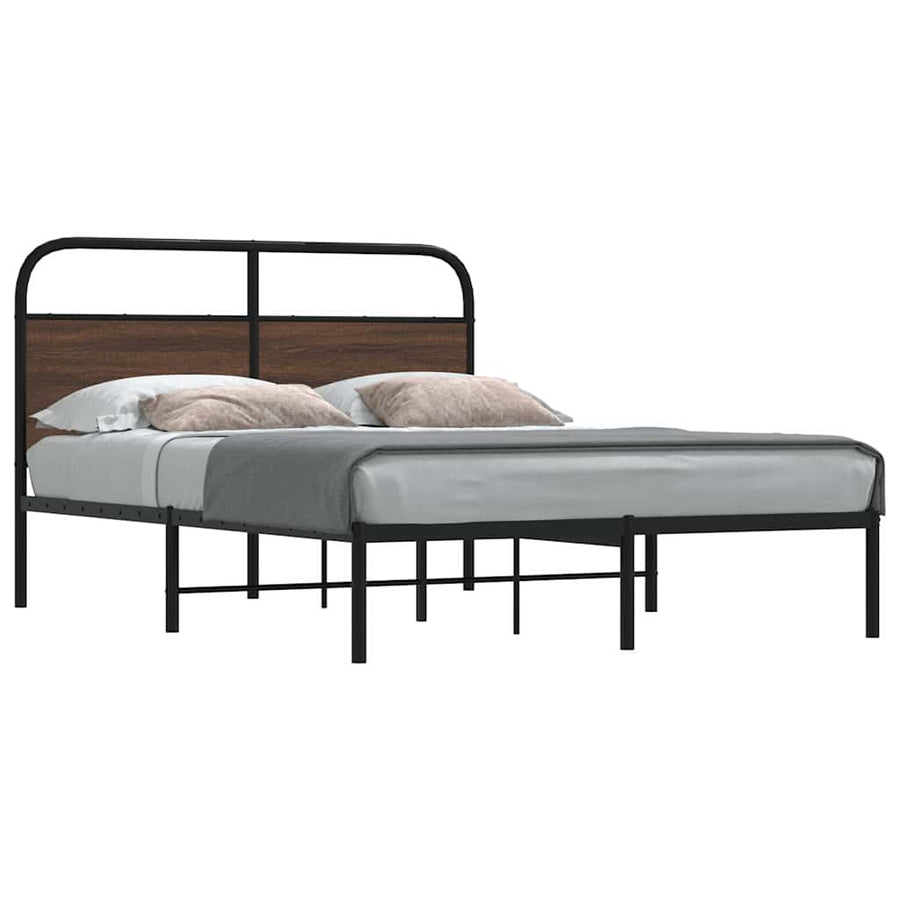 Bedframe zonder matras bewerkt hout bruin eikenkleur 135x190 cm