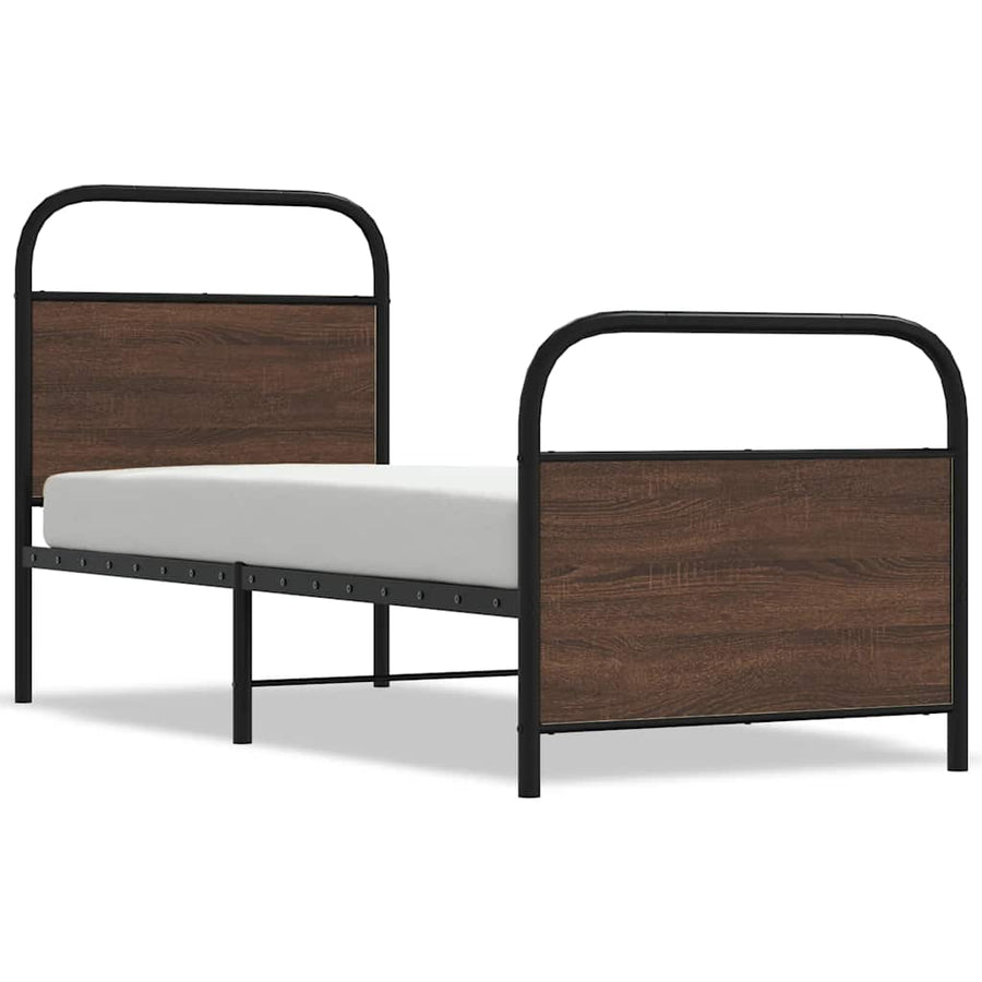 Bedframe zonder matras bewerkt hout bruin eikenkleur 75x190 cm