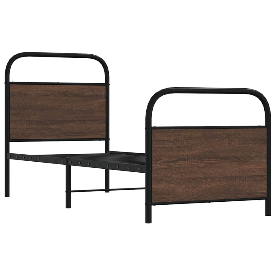 Bedframe zonder matras bewerkt hout bruin eikenkleur 75x190 cm