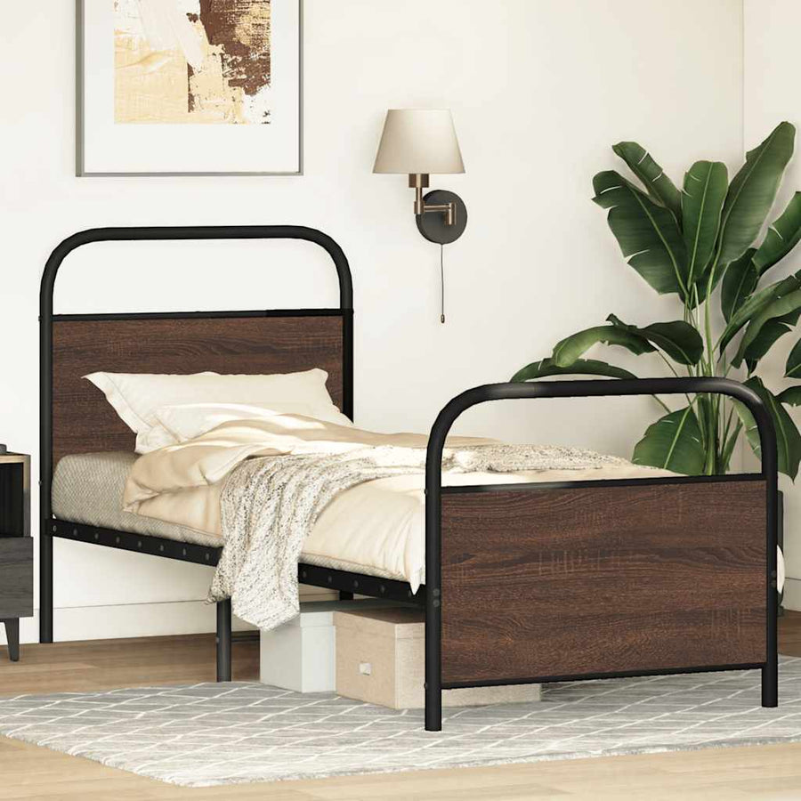 Bedframe zonder matras bewerkt hout bruin eikenkleur 80x200 cm