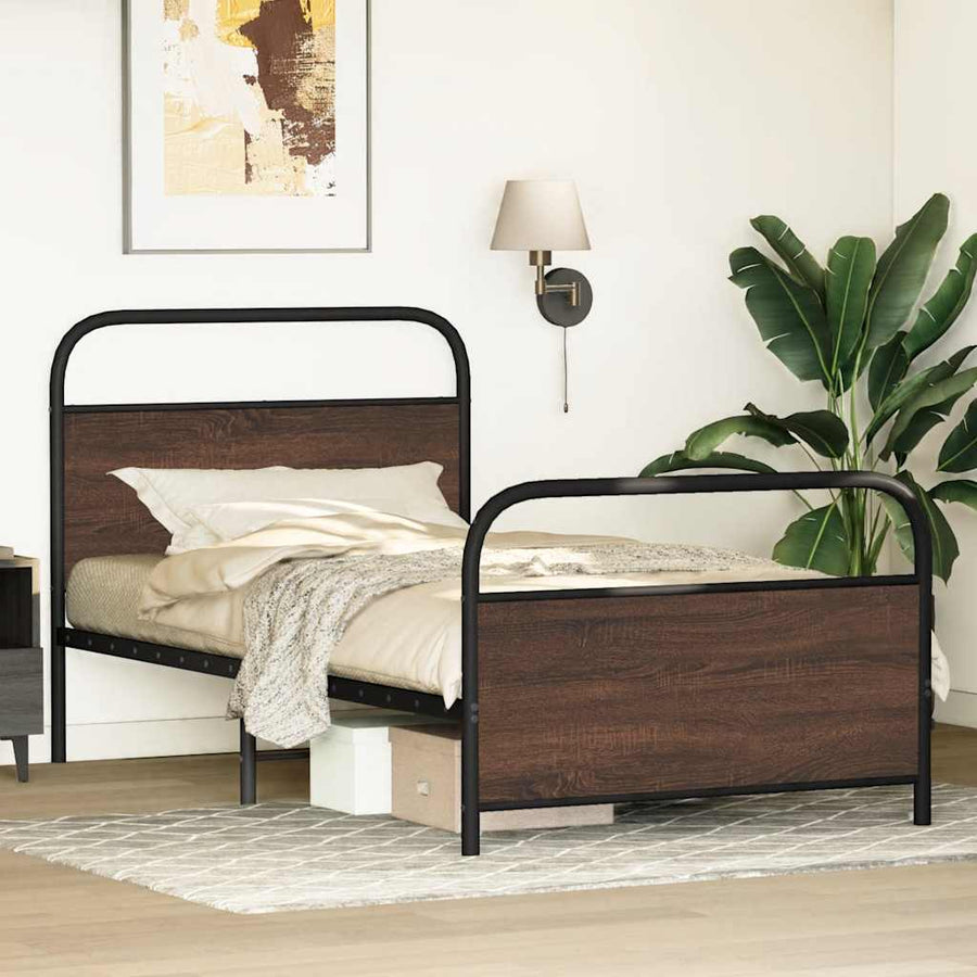 Bedframe zonder matras bewerkt hout bruin eikenkleur 90x190 cm