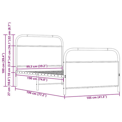 Bedframe zonder matras bewerkt hout bruin eikenkleur 100x190 cm