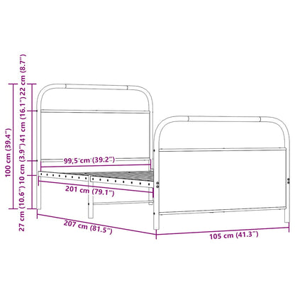 Bedframe zonder matras bewerkt hout bruin eikenkleur 100x200 cm