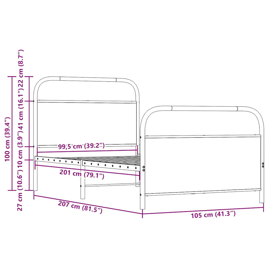 Bedframe zonder matras bewerkt hout bruin eikenkleur 100x200 cm