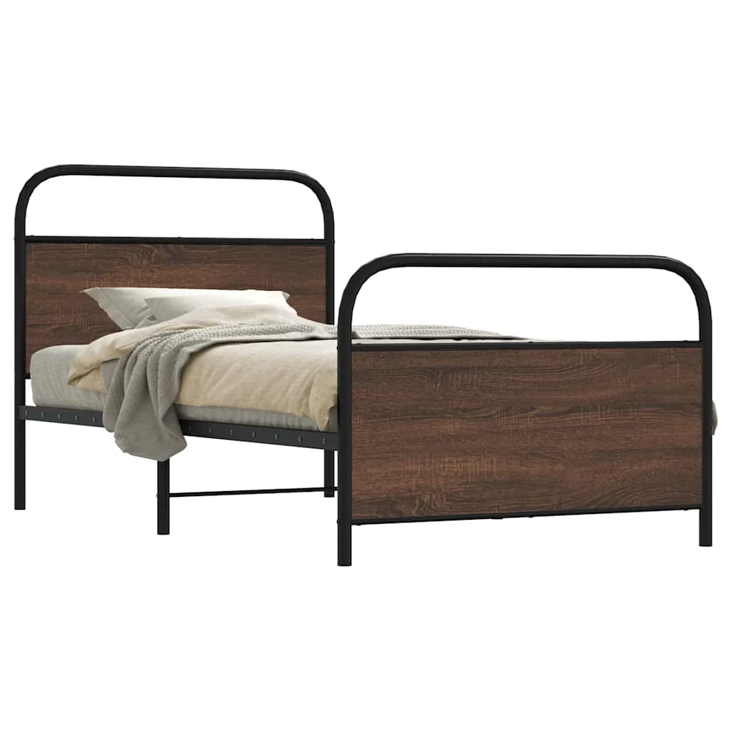 Bedframe zonder matras bewerkt hout bruin eikenkleur 107x203 cm
