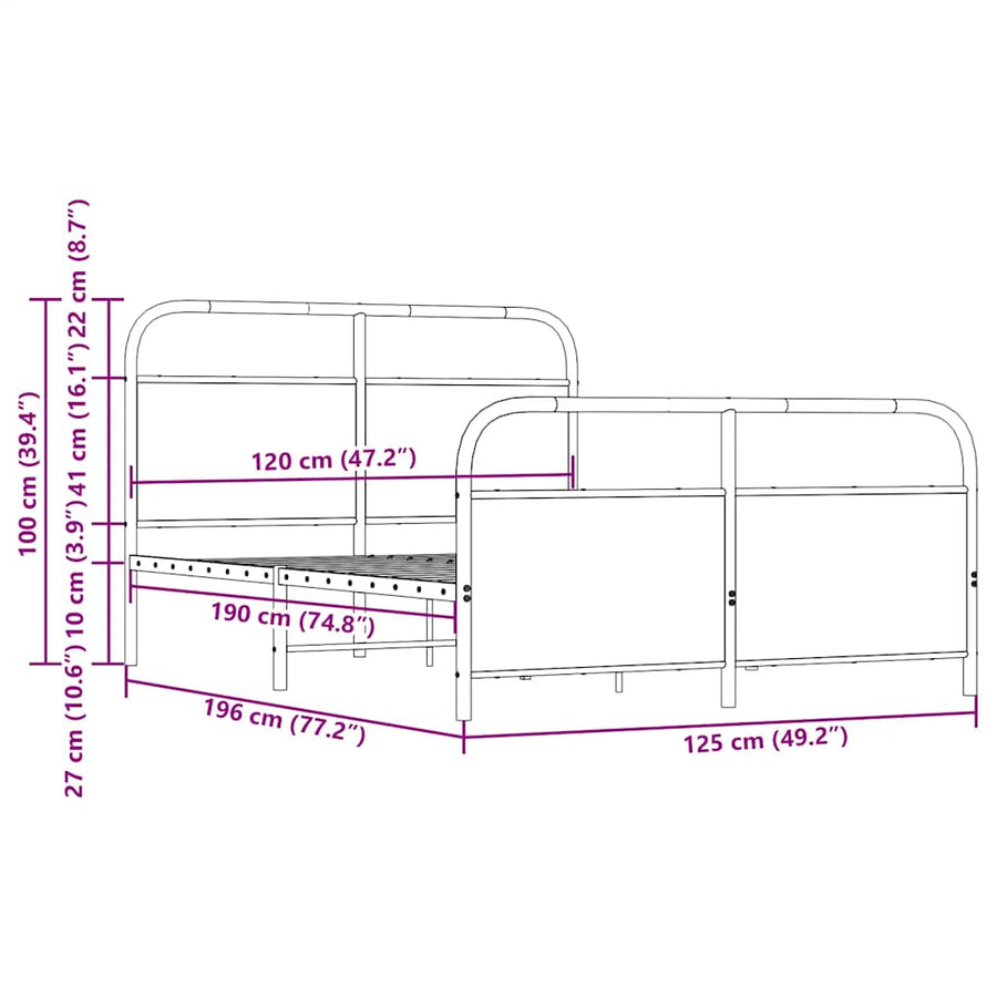 Bedframe zonder matras bewerkt hout bruin eikenkleur 120x190 cm