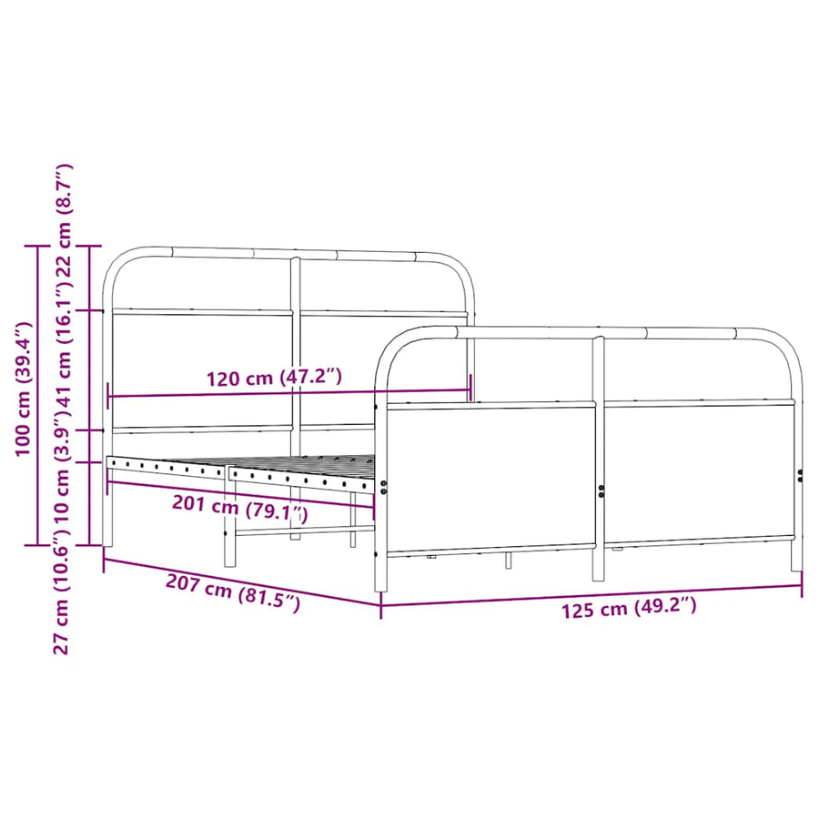 Bedframe zonder matras bewerkt hout bruin eikenkleur 120x200 cm