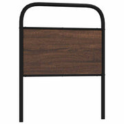 Hoofdbord 80 cm bewerkt hout staal bruin eikenkleurig
