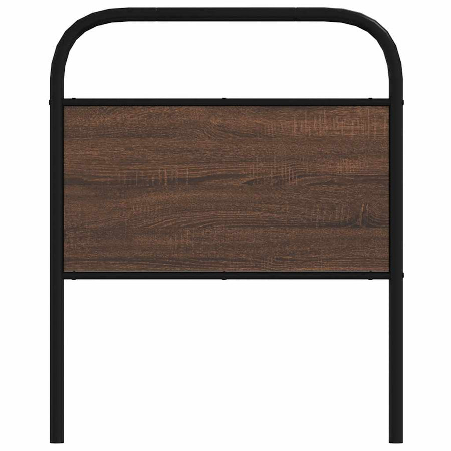 Hoofdbord 80 cm bewerkt hout en staal bruin eikenkleurig