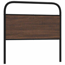 Hoofdbord 90 cm bewerkt hout en staal bruin eikenkleurig