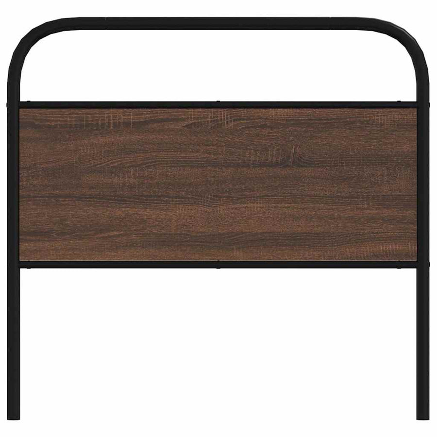 Hoofdbord 90 cm bewerkt hout en staal bruin eikenkleurig
