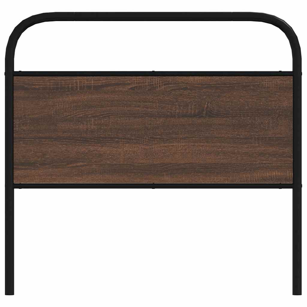 Hoofdbord 100 cm bewerkt hout en staal bruin eikenkleurig