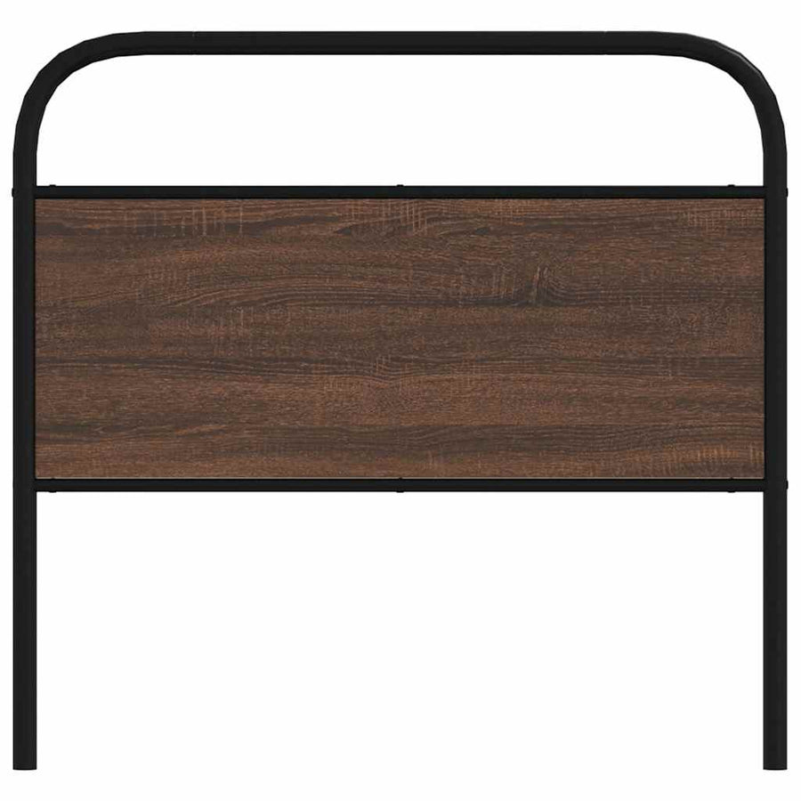 Hoofdbord 100 cm bewerkt hout en staal bruin eikenkleurig