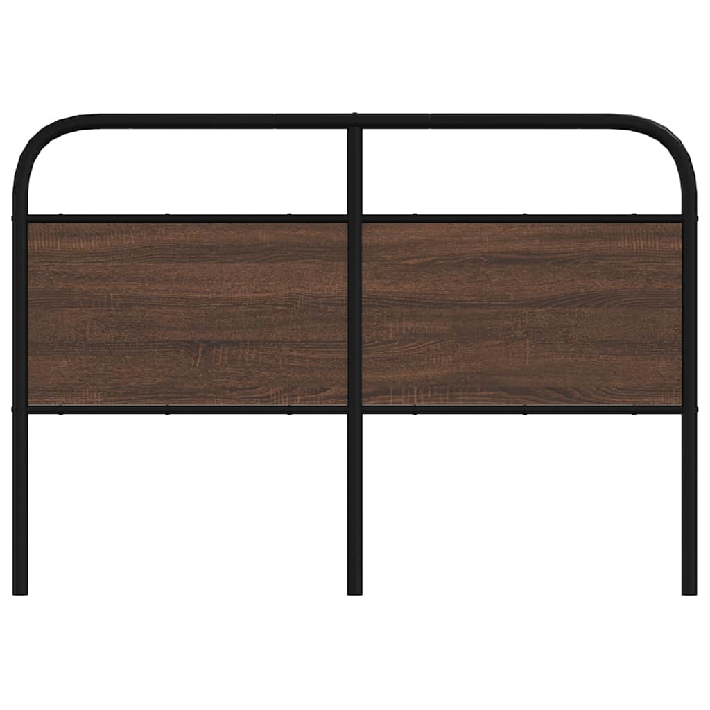 Hoofdbord 120 cm bewerkt hout en staal bruin eikenkleurig