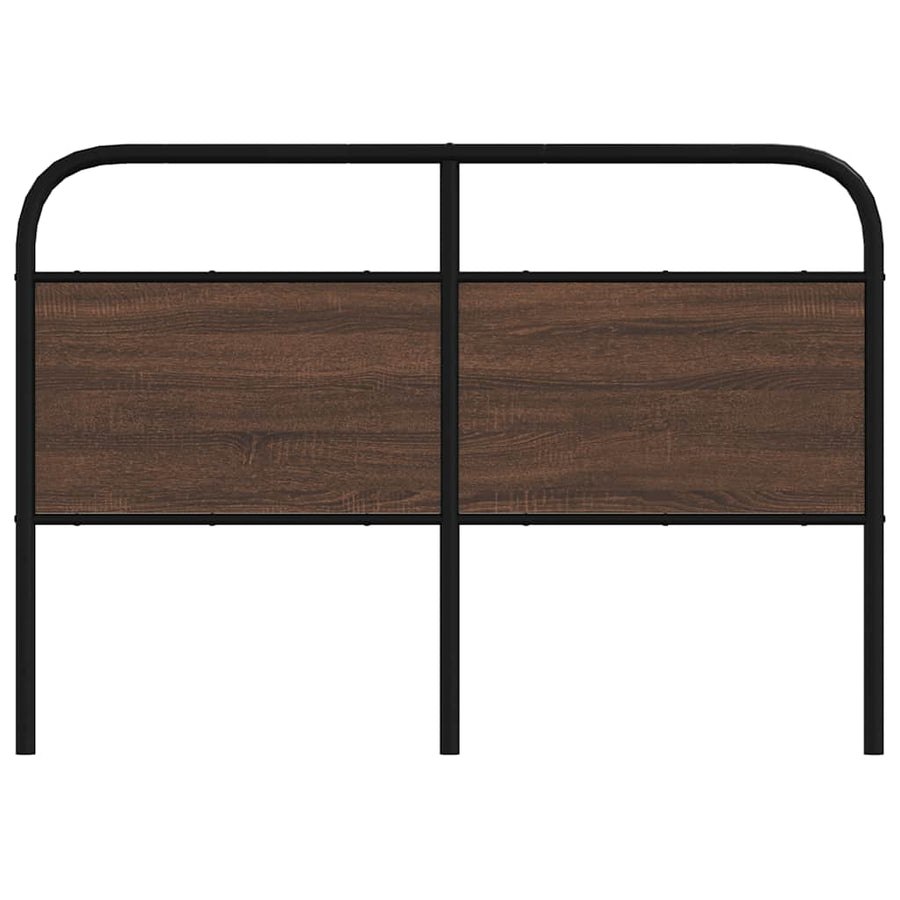 Hoofdbord 120 cm bewerkt hout en staal bruin eikenkleurig
