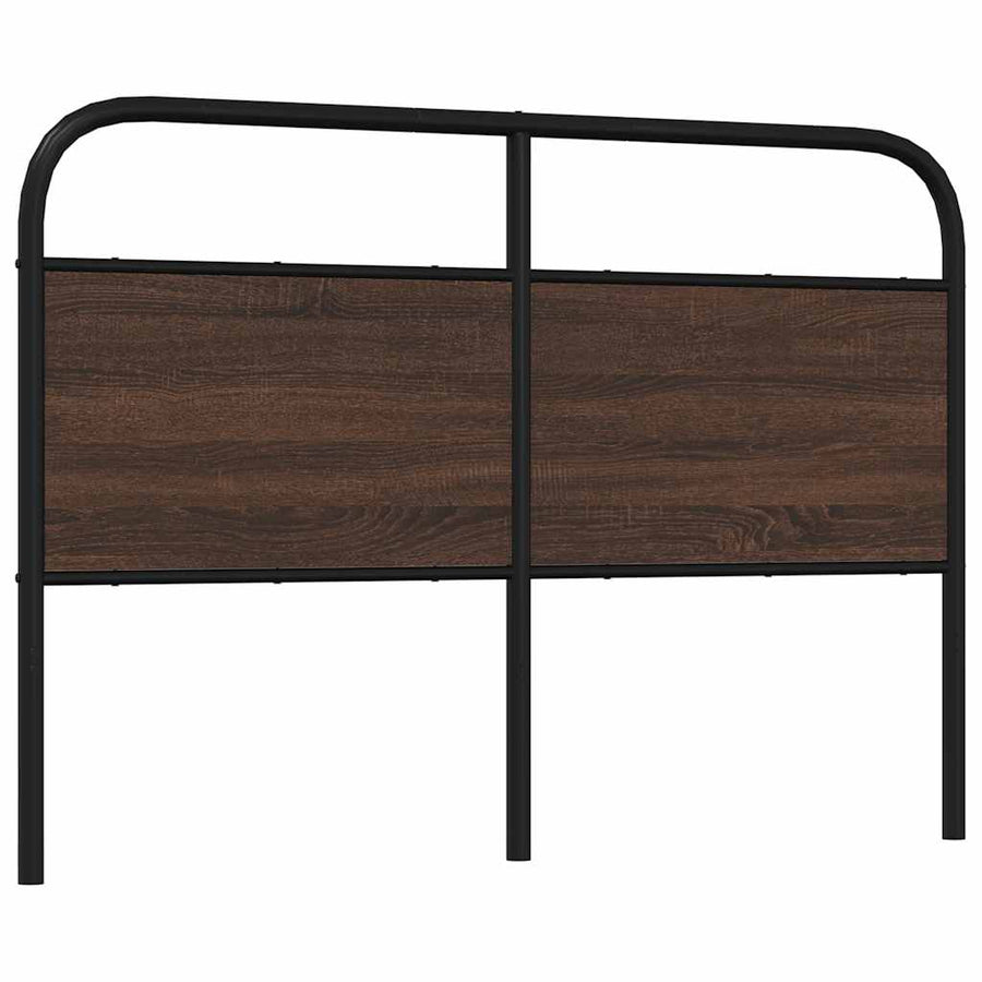 Hoofdbord 120 cm bewerkt hout en staal bruin eikenkleurig