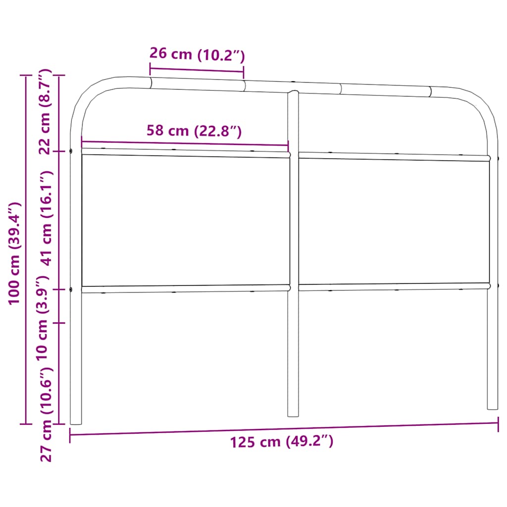 Hoofdbord 120 cm bewerkt hout en staal bruin eikenkleurig