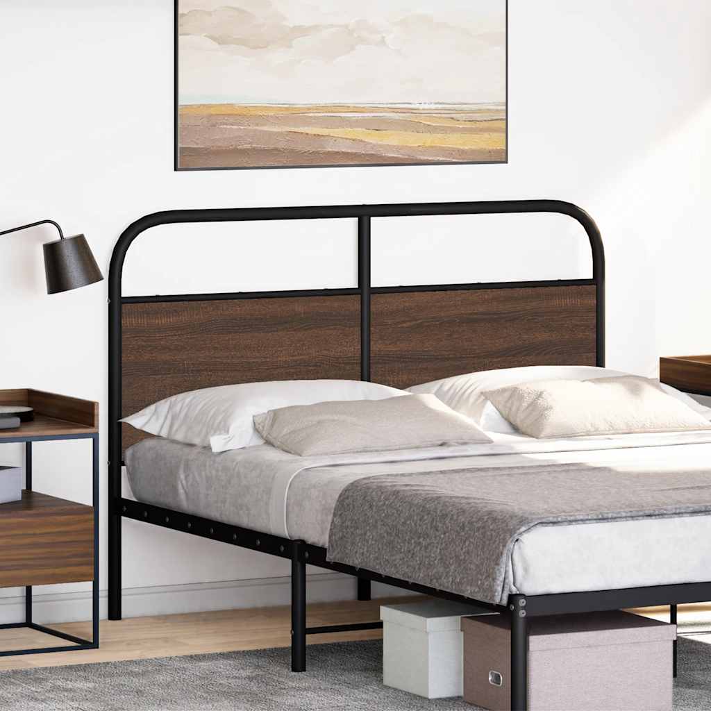 Hoofdbord 135 cm bewerkt hout en staal bruin eikenkleurig