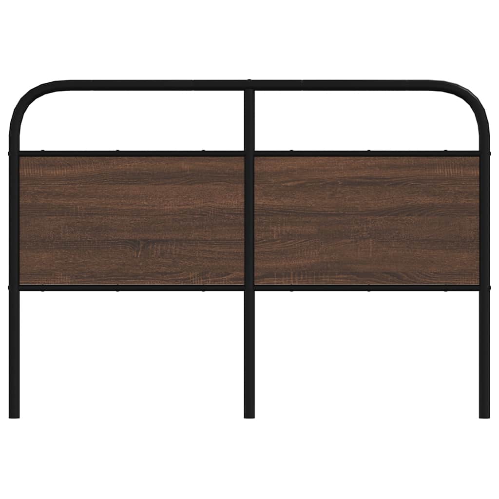 Hoofdbord 135 cm bewerkt hout en staal bruin eikenkleurig