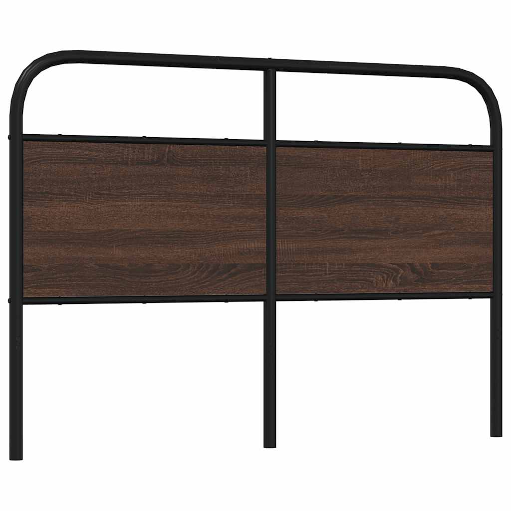 Hoofdbord 135 cm bewerkt hout en staal bruin eikenkleurig