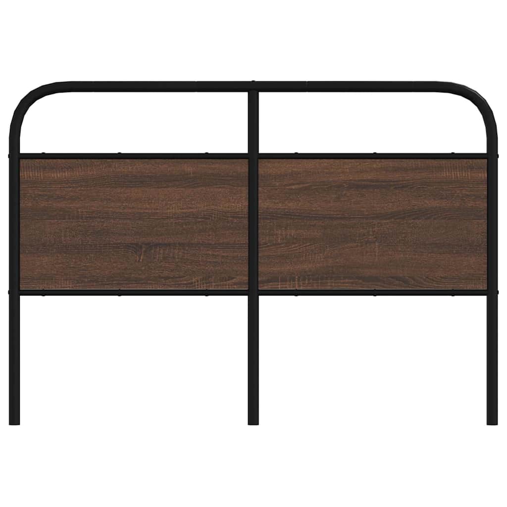 Hoofdbord 140 cm bewerkt hout en staal bruin eikenkleurig