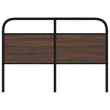Hoofdbord 140 cm bewerkt hout en staal bruin eikenkleurig