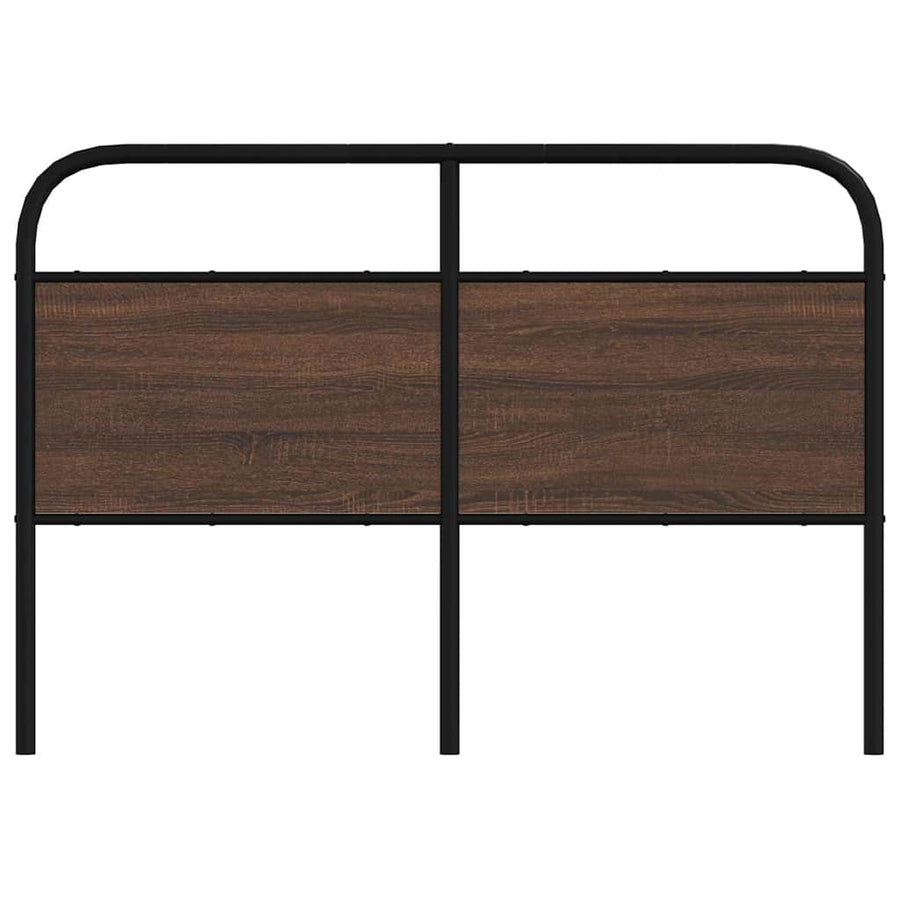 Hoofdbord 140 cm bewerkt hout en staal bruin eikenkleurig