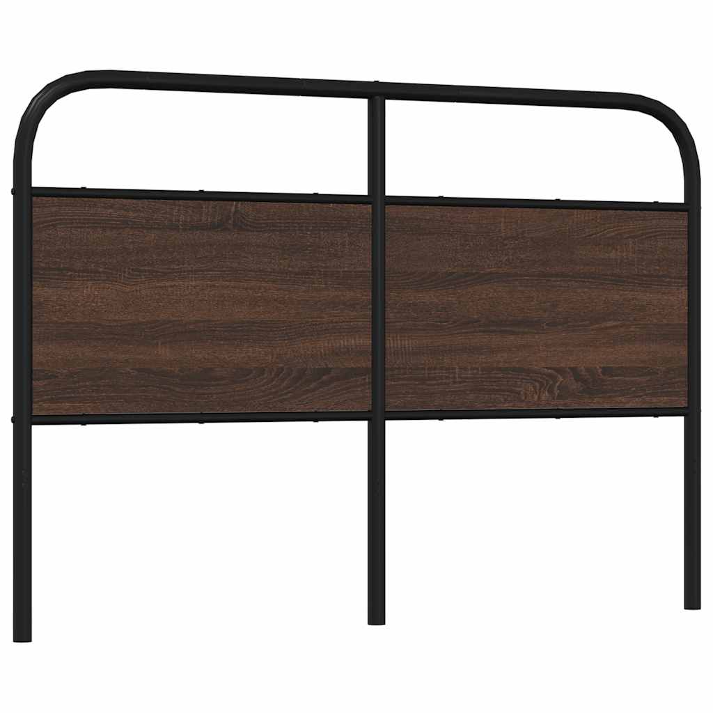 Hoofdbord 140 cm bewerkt hout en staal bruin eikenkleurig