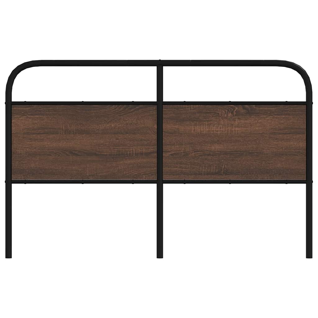Hoofdbord 150 cm bewerkt hout en staal bruin eikenkleurig